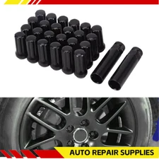 24 Lug Nuts Spline Drive Acorn M14x2.0 Black For Ford F150 Expedition Navigator