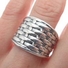 OR PAZ PZ 925 Sterling Silver Vintage Israel Woven Oxidized Ring Size 8.5