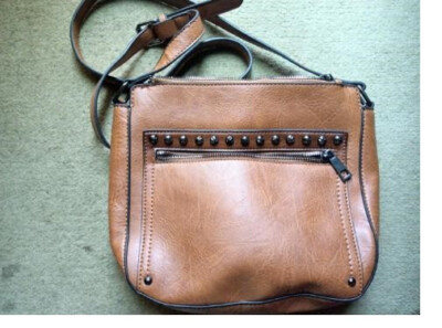 Sam & Hadley Leather Cognac NWOT Crossbody Handbag Multi Sections