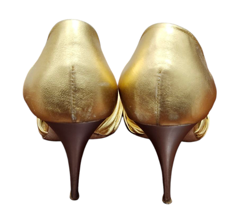 Giuseppe Zanotti Gold Peep Toe Pumps Size EU 39.5/US 9 - Picture 9 of 16