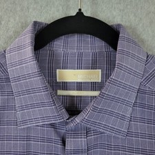 Michael Kors Shirt Men's Size 17-17 XL Slim Check Plaid Long Sleeve Button Up
