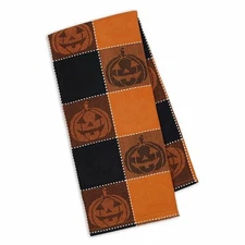 DII Spooky Jack Pumpkin Jacquard Dishtowels  ~~ Set of 2 ~~ Halloween Must-Have 