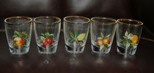 NICE RETRO 1960?S 5 GLASS SET FRUIT DESIGN WHISKY LIQUER GLASSES