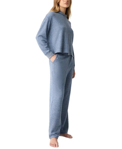 Gap Body Pajamas Lounge Set Blue Waffle Knit Cropped Top Shorts 2 Piece Size L