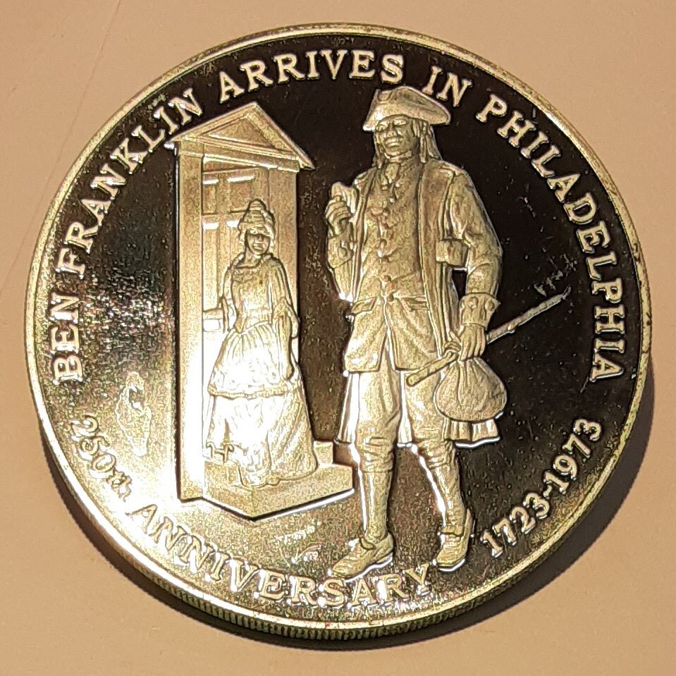 1973 Franklin Mint .925 Silver Rd/Franklin in Philly 250th - 25