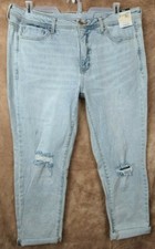 16W Terra  Sky Distressed Slim Boyfriend Stretch Jeans Mid Rise Light Wash Plus