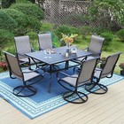 7 Piece Patio Dining Set Outdoor Furniture Set Swivel Dining Chairs with Table