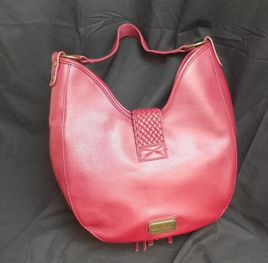 Bolso de Hombro Hobo Grande Hayden Harnett Bolso de Mano Rojo Latón Herrajes Vegano Foto 4 de 4