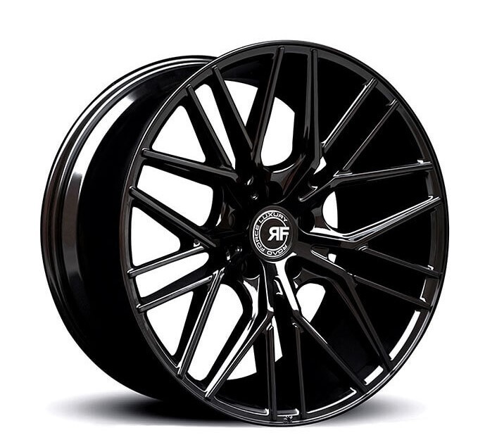22 BLACK STAGGERED CONCAVE RF13 MESH WHEELS FOR ROLLS ROYCE GHOST WRAITH DAWN