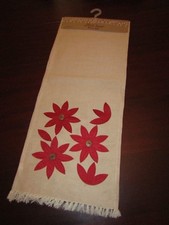 christmas holiday embroidered poinsettia table runner nwt 14x72 Rich home