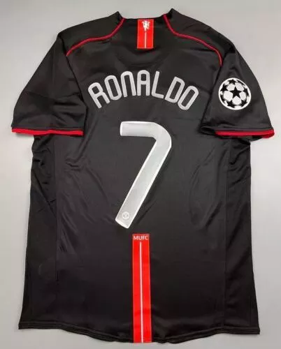 MAGLIA CALCIO RETRO MANCHESTER UTD AWAY 7 RONALDO 07-08 CRISTIANO BLACK  NERA