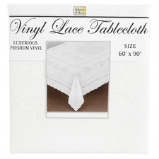 Vinyl Crochet Lace Tablecloth 60x90 White Durable Wipeable Decorative Cover