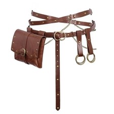PU Leather Waist Belt Bag with Front Pouch Cosplay for Themed Parties,