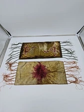 Velvety Dresser or Side Table Runners Vintage 2 Pc 16 In x 7 In  Multicolor USED