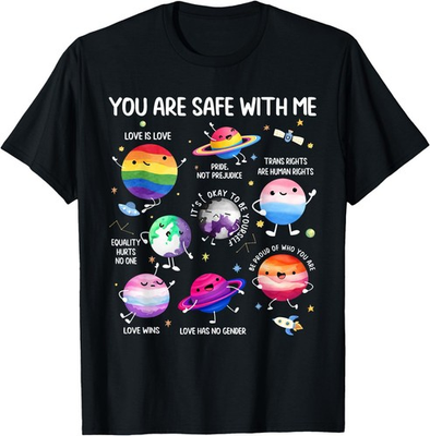 #ad You are Safe with Me Planet LGBT Lesbian Gay Trans Pride Kid Adult Coton T Shirt $19.99