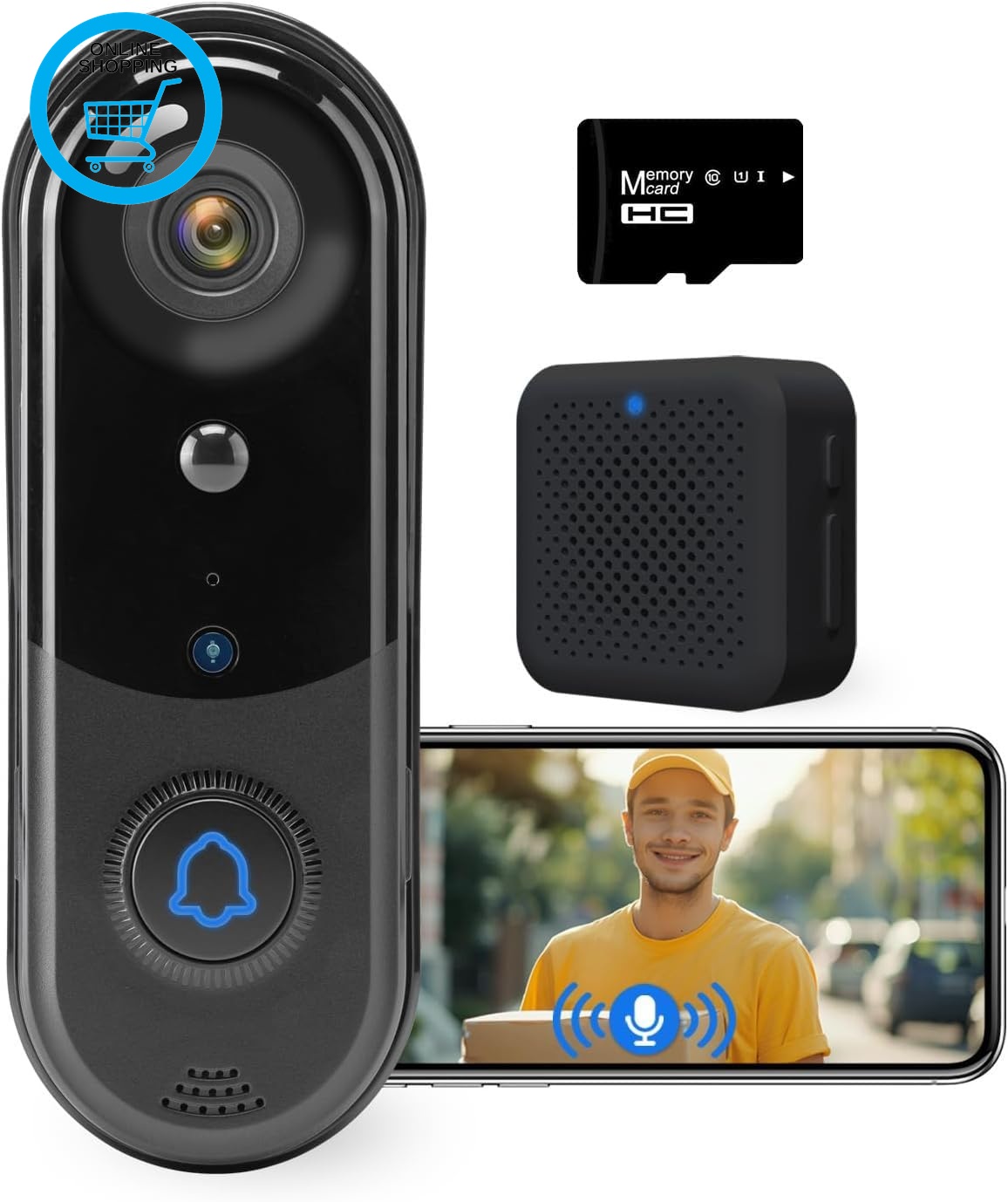 1080P Video Doorbell Camer, Wireless Doorbell Camera Outdoor, No Monthly Fee, In