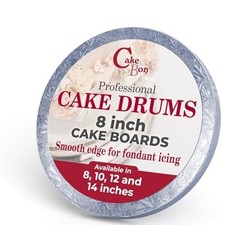 Elegant 8-Inch White Round Cake Drum - Durable, Smooth Edge, Includes Ribbon