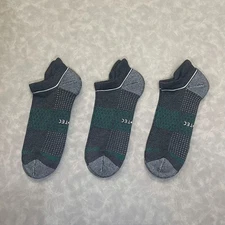 3Pair Men's Bombas Hex Tec Running Ankle Socks Size Large Grey Green Lightweight