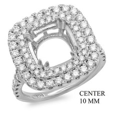Ring Setting Cushion 10x10mm Semi Mount Women Ring 925 Sterling Silver Jewelry