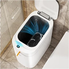 Motion Sensor Bathroom Trash Can with Lid- 3.5 Gallon Rechargeable Automatic ...