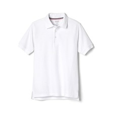 French Toast Unisex Kids Short Sleeve Pique Standard  Husky Polo Shirt, Whit...