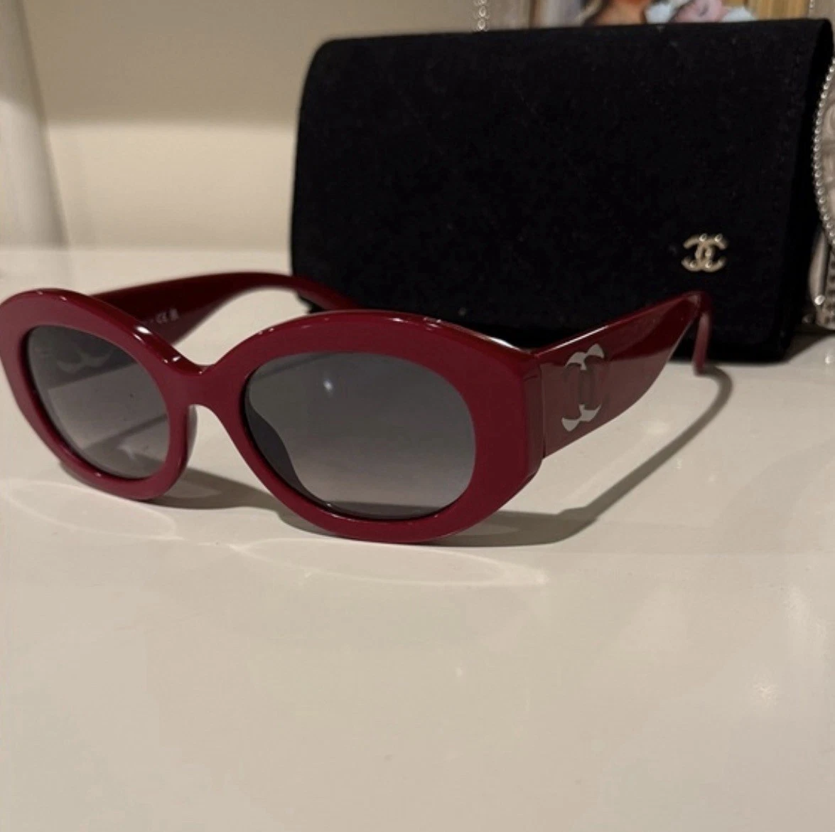 CHANEL Red Oval Sunglasses for Women for sale | eBay