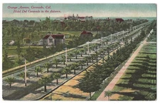 Coronado California c1910 Orange Avenue, Hotel Del Coronado in distance