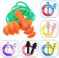 6 Pairs Reusable Corded Earplugs with Case for Sleeping Swiming  Noise