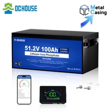 DC HOUSE 48V 100Ah Lithium Lifepo4 Golf Cart Battery Metal Case Bluetooth BMS