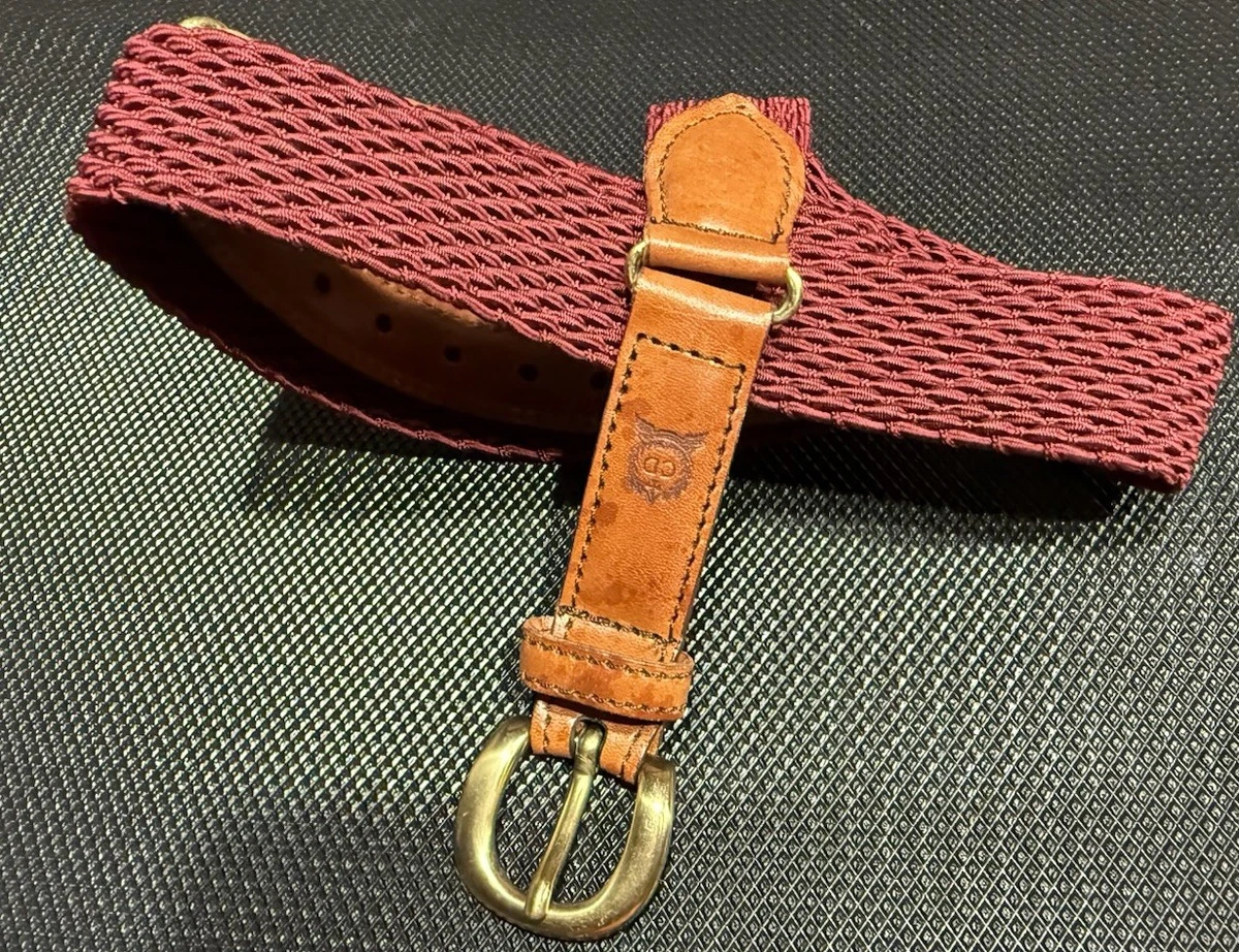 Christian Dior Brown Leather Burgundy Braided Stretchy Belt 95/38