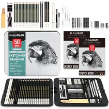52-Pack Sketch Drawing Pencils Kit with Two Sketchbook,Tin Box,Include Graphi...