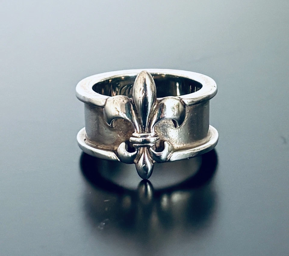 Designer Mignon Faget Sterling Silver 925 Fleur De Lis Ring Size 9 CIGAR  BAND - Image 2 of 4