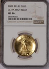 2009 Gold Eagle Ultra High Relief $20 NGC MS70