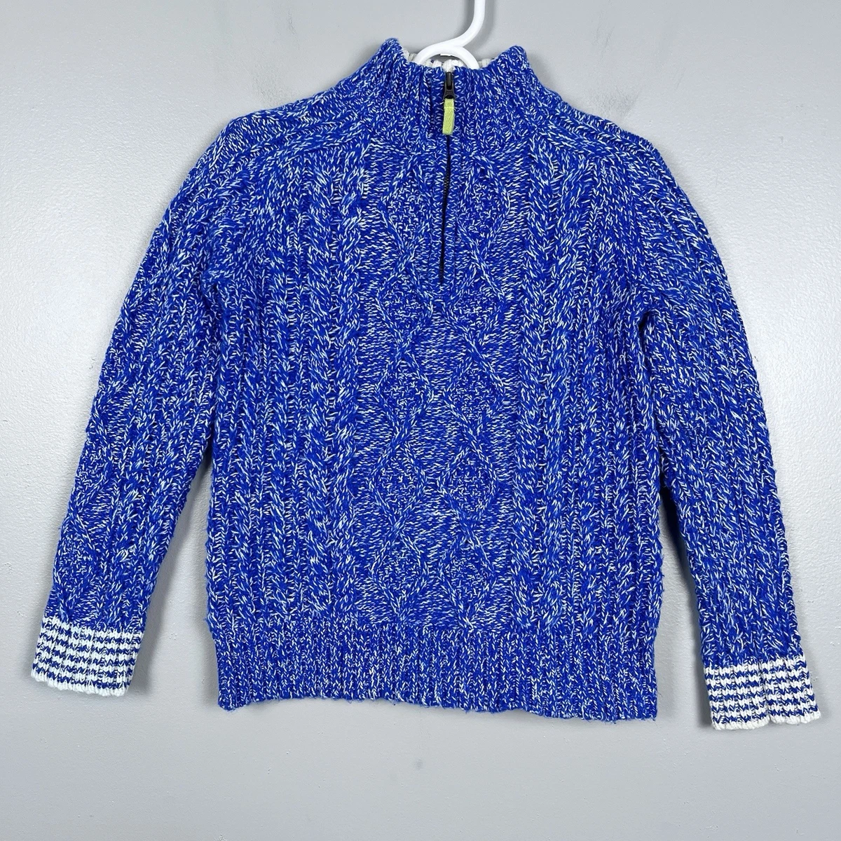 Pull Demi-Zip Garçon Boden - Bleu Mélangé - Laine 80% - Taille 11-12 Ans