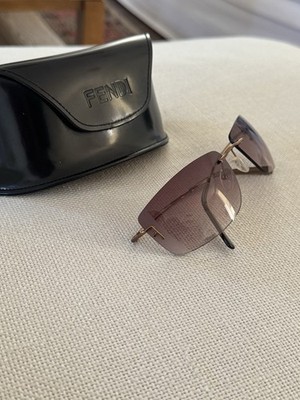 Vintage Fendi Women's Rimless Rectangle Sunglasses Purple Gradient