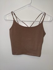 Abercrombie Fitch Small Brown Cropped Light Cami Tank Top