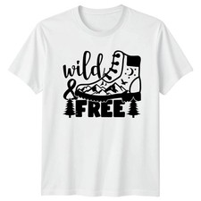 Image of Wild & Free T-Shirt Hiking Outdoors Adventure Gift For Him And Her