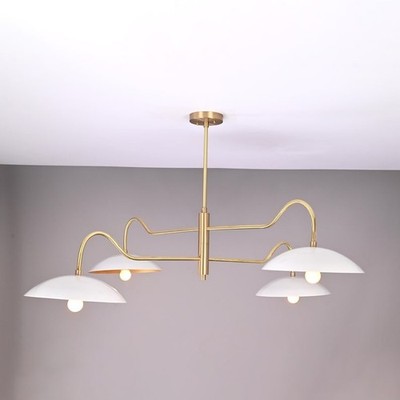 4 Arms Brass Pendant Ceiling Lamp Modern Brass Chandelier Mid Century Chandelie