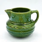 Nelson McCoy Pottery Green Pitcher Ribbed Marked #121 Shield Mark 20s Iridescent