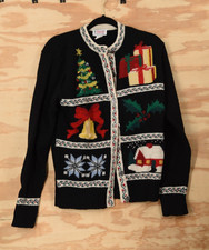 Vintage Orvis Christmas Holiday Wool Cardigan Sweater Womens XL - Y2K