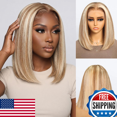 Superlook P12/613 Bob Wig Human Hair 13X4 Ready To Go Highlight 12A P12/613