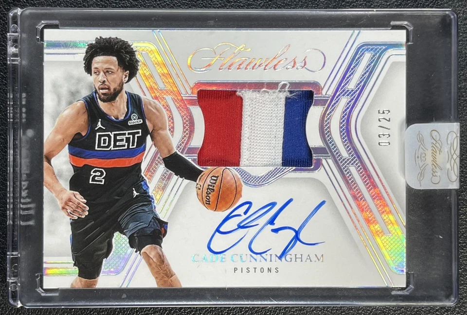 CADE CUNNINGHAM 2024-25 PANINI FLAWLESS SIGNATURE PRIME MATERIALS PATCH AUTO /25