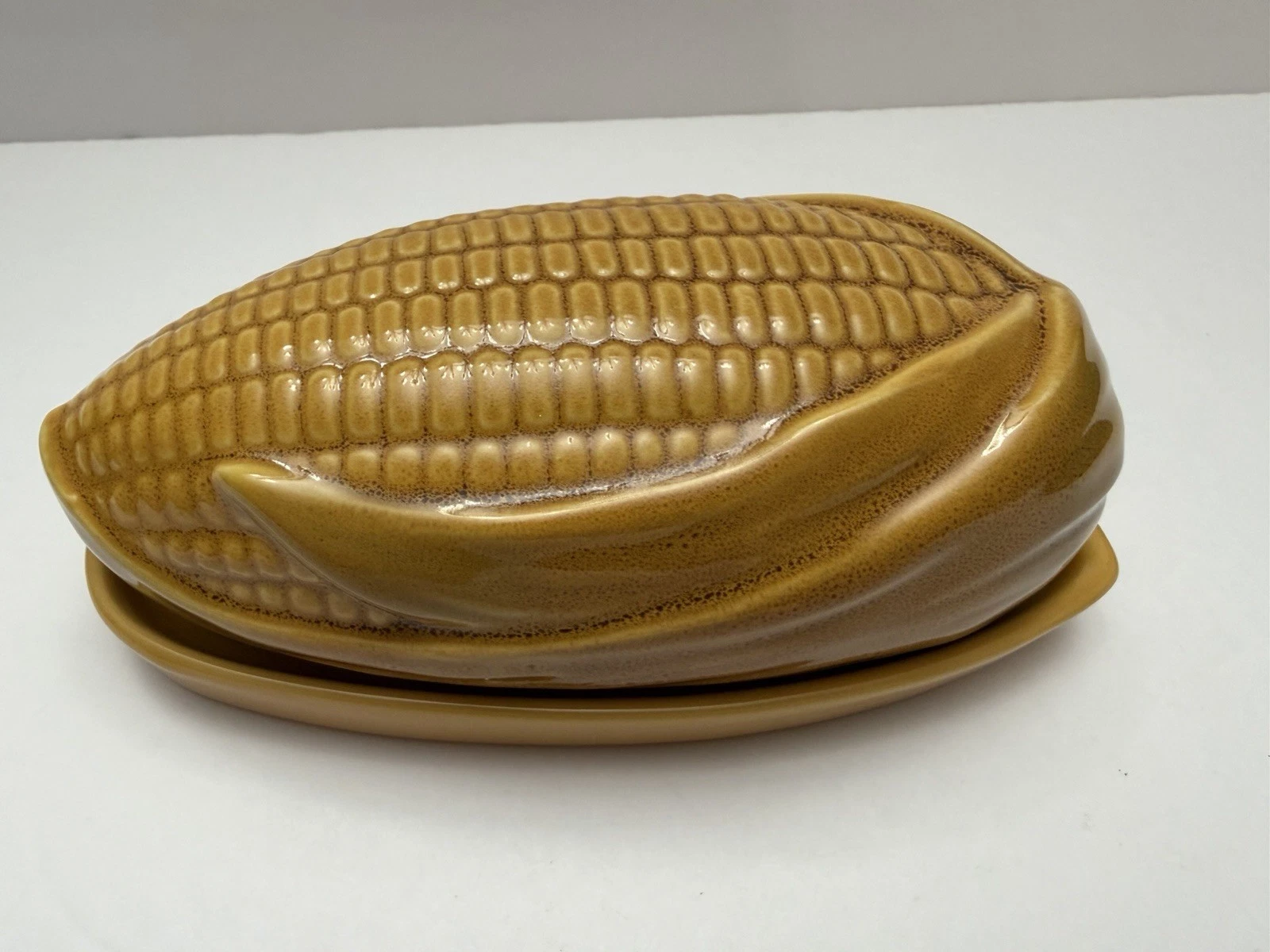 Pottery Barn Corn On The Cob Yellow Stoneware Butter Dish New
