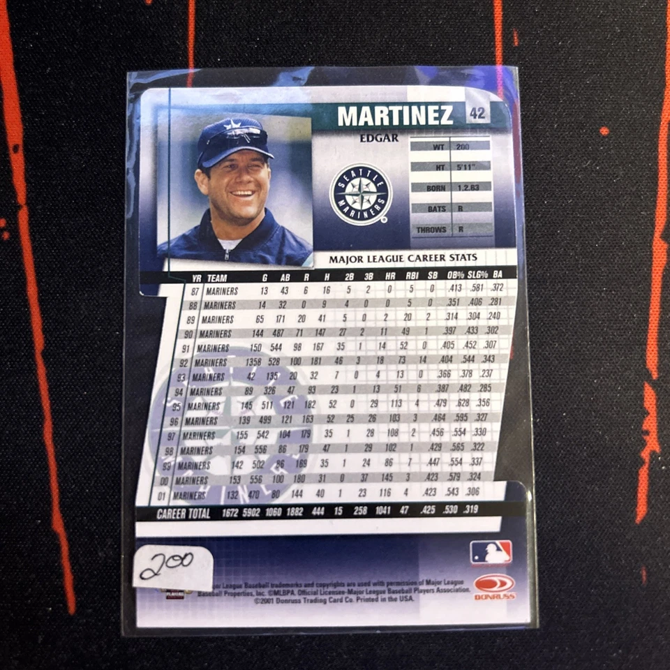 2002 Donruss Fan Club #42 Die-Cut Edgar Martinez Seattle Mariners - Image 2 of 2