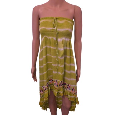 Shoreline Green White Tie Dye Hi Lo Dress Strapless One Size Fits Most