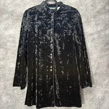 Harve Benard Black Crushed Velvet Mandarin Collar Tunic Womens XL Whimsigoth