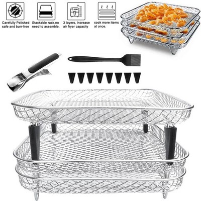 Air Fryer Grillrost Zubehör Edelstahl Heißluftfritteuse Rack Quadrat für Ninja