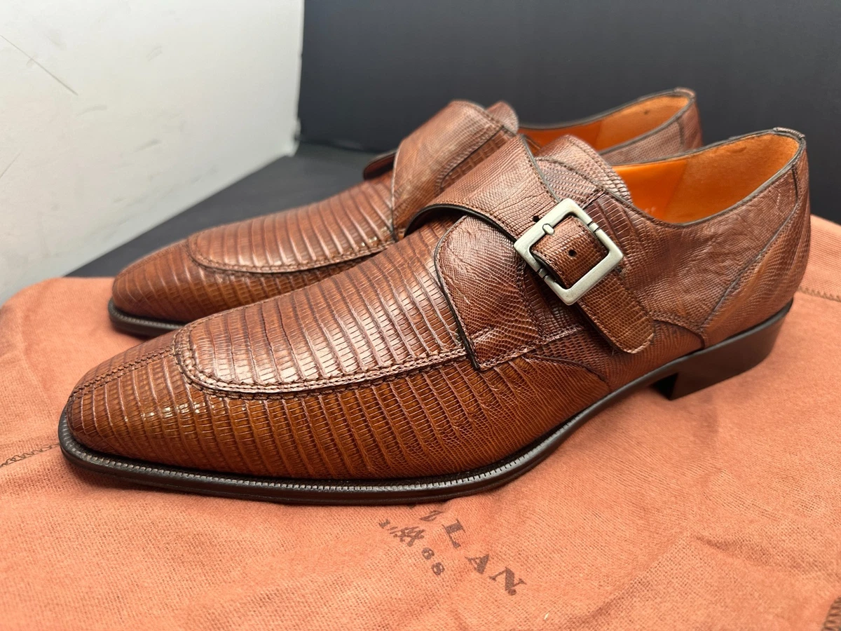 Mezlan men’s shoes genuine full ostrich leather 10.5m brown buckle made in Spain Mezlan Men Dress Shoes - Etsy main image 3