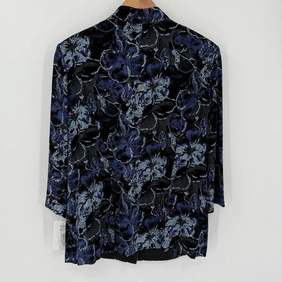 Alex Evenings 2-Piece Glitter Floral Jacket & Tank Set Black Purple Women 2X NWT - Image 3 of 4