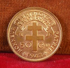 Coin France Colonies Équatoriales Afrique 50 Centimes 1943 Bel État